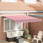 vidaXL Manuell Hopfällbar Markis Röd och Vit Rand 350x250 cm