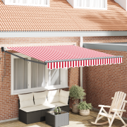 vidaXL Automatisk Hopfällbar Markis Röd och Vit Rand 350x250 cm