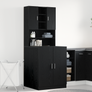 vidaXL Tvättmaskinskåp 2 st Svart ek 70.5x71.5x181.5 cm Konstruerat tr...