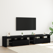 vidaXL TV-bänkar 2 st med LED-ljus Svart ek Konstruerat trä