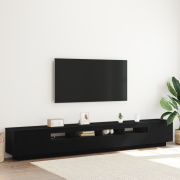 vidaXL TV-bänk med LED-lampor, svart ek, 260x35x40 cm, tillverkad av k...