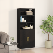 vidaXL Högskåp Svart Ek 69,5x34x180 cm Konstruerat trä
