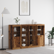 vidaXL Sideboard med LED-lampor Gammalt trä 163x37x100 cm Konstruerat ...