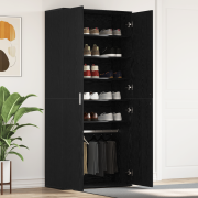 vidaXL Skoskåp Svart Ek 80x39x180 cm Konstruerat trä