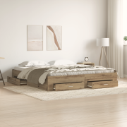 vidaXL Sängram med Lådor Artisan Ek 180x200 cm Konstruerat Trä