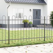 vidaXL Trädgårdsstängsel med bågtopp Grå 6,8x1,2 m Stål
