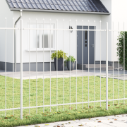 vidaXL Trädgårdsstaket med spetsiga toppar, vitt, 15,3x1,5 m, stål