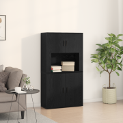 vidaXL Högskåp Svart Ek 80x33x150 cm Konstruerat trä