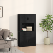 vidaXL Högskåp Svart Ek 80x33x150 cm Konstruerat Trä
