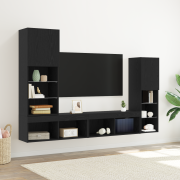 vidaXL LED TV-skåp Svart ek 30.5x30x102 cm Ingenjörs trä