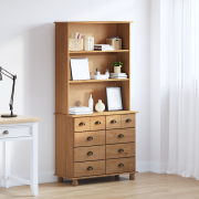 vidaXL Hutch 'ASKIM'Honung brun 91x40x183 cm Massivt trä Furu