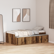 vidaXL Förvaringssängram Gammalt trä 90x200 cm