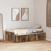 vidaXL Förvaringssängram Rökt ek 75x190 cm