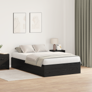 vidaXL Förvaringssängram Svart Ek 120x190 cm