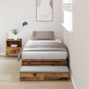 vidaXL Förvaringssängram Gamla Trä 75x190 cm