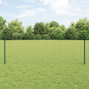 vidaXL Euro Stängsel med 11 U-poster Grön 0,8x25 m Stål