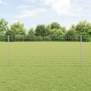 vidaXL Euro Staket med 10 U-poster Silver 1x10 m Stål