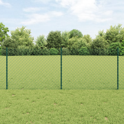 vidaXL Kedjestaket med 22 U-stolpar Grön 0.8x25 m Stål