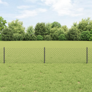 vidaXL Kedjeingjuten stängsel med 10 U-poster Grå 0.4x10 m Stål