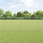 vidaXL Kedjegärdsgård med 20 U-poster Silver 1x10 m Stål