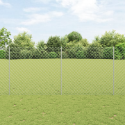 vidaXL Kedjegaller med 20 U-stolpar Silver 1.4x10 m Stål