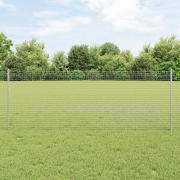 vidaXL Svetsad Trådgrind med 11 U-stolpar Silver 0.8x25 m Stål