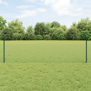 vidaXL svetsat trådgärde med 11 U-stolpar Grön 0.5x25 m stål