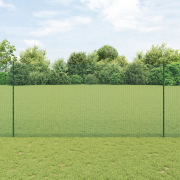 vidaXL Svetsat trådgärde med 11 U-stolpar Grön 1.6x25 m Stål