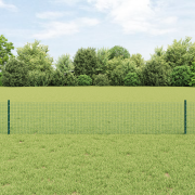 vidaXL svetsad trådgrind med 22 U-poster Grön 0.4x50 m Stål