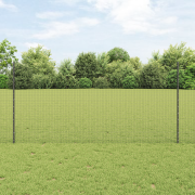 vidaXL svetsat tråd stängsel med 44 U-poster Grå 1,2x50 m Stål