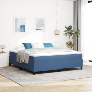 vidaXL Boxspring säng med madrass i blått, super king, kordonväv