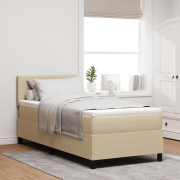 vidaXL Boxspring Säng med madrass Ljusgrön Grå 90x200 cm Kordfl tyg