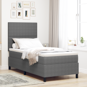 vidaXL Boxspring säng med madrass & LED-ljus grå 90x200 cm kordflor ty...