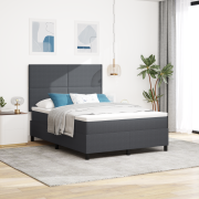 vidaXL Box Spring Bed med madrass & LED mörkgrå 160x200 cm manchestert...