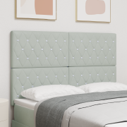 vidaXL Sänggavel med kristallknappar tuftad ljusgrå 140 cm velour