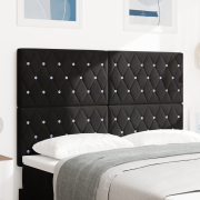 vidaXL sänggavel med kristallknappad knäppning, svart 140 cm sammet