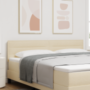 vidaXL LED Sänggavel Linjer Design Grädde 90 cm Tyg
