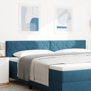 vidaXL LED Huvudgavel Diamantblock Design Mörkblå 200 cm Sammet