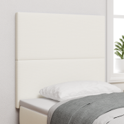 vidaXL Sänggavel med LED-belysning gräddvit 80 cm manchestertyg