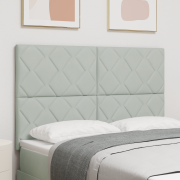 vidaXL LED Sänggavel Diamantblock Design Ljusgrå 144 cm Sammet