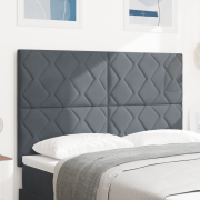 vidaXL LED-huvudgavel Diamantblockdesign Mörkgrå 144 cm Sammet