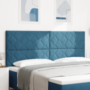vidaXL LED Huvudgavel Diamant Block Design Mörkblå 200 cm Sammet