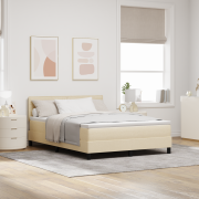 vidaXL Boxfjädersäng med madrass Creme 160x200 cm Tyg