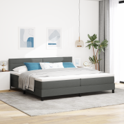 vidaXL Boxspring säng med madrass mörkgrå 200x200 cm tyg