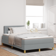 vidaXL Box Spring Bed med madrass Ljusgrå 120x190 cm Tyg