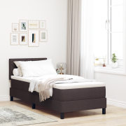 vidaXL Boxfjäder säng med madrass mörkbrun 80x200 cm tyg
