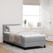 vidaXL Box Spring Säng med Madrass Ljusgrå 100x200 cm Tyg