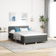 vidaXL Boxfjädresäng med madrass mörkgrå 140x200 cm tyg