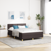 vidaXL Bäddmadrass med madrass Mörkbrun 140x190 cm Tyg
