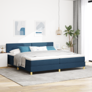 vidaXL Boxmadrass med madrass Blå 200x200 cm Tyg